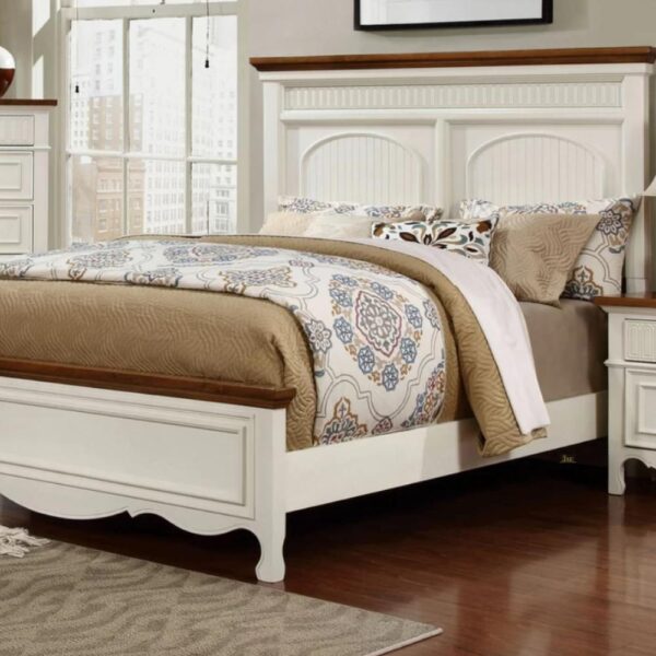 Belo Solid Wood Bed (Off White) | Solid Wood Double Beds from Hasthshilpa | Wooden King Size Beds | Wooden Double Beds | Buy King Size Beds Online at JAE Furniture | Solid Wood Furniture | JAE Furniture