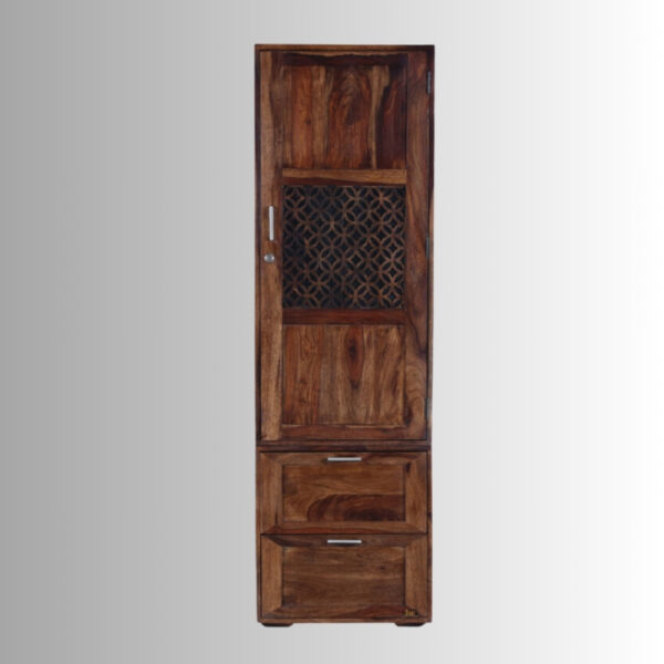 Kunti Wooden Single Door Wardrobe (Teak Brown) | Buy Wooden Wardrobe Online | Buy Single Wardrobe Online | Buy Wardrobe for Bedroom | JAE Furniture