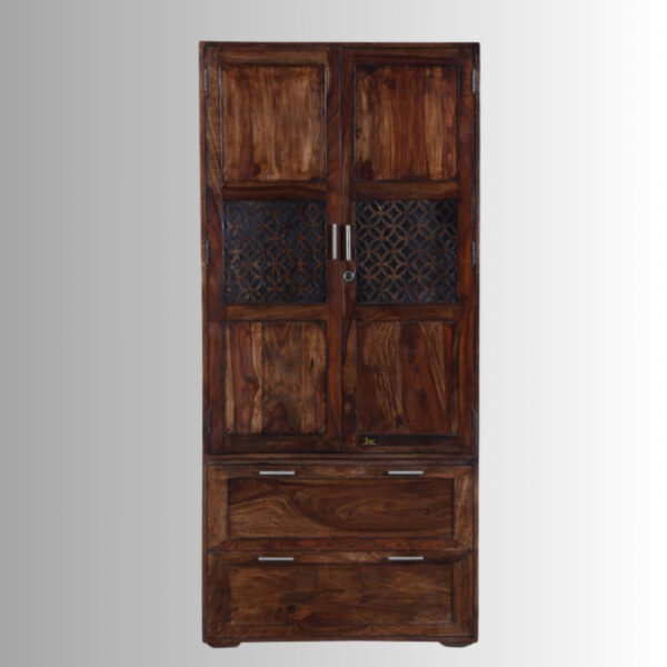 Kunti Wooden Two Door Wardrobe (Teak Brown) | Buy Wooden Wardrobe Online | Buy Two Door Wardrobe Online | Buy Wardrobe for Bedroom | JAE Furniture
