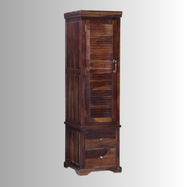 Swai Wooden Single Door Wardrobe | Wooden Wardrobe for Homes & Interiors | Solid Wood Furniture | Bedroom Storage Furniture | JAE Furniture