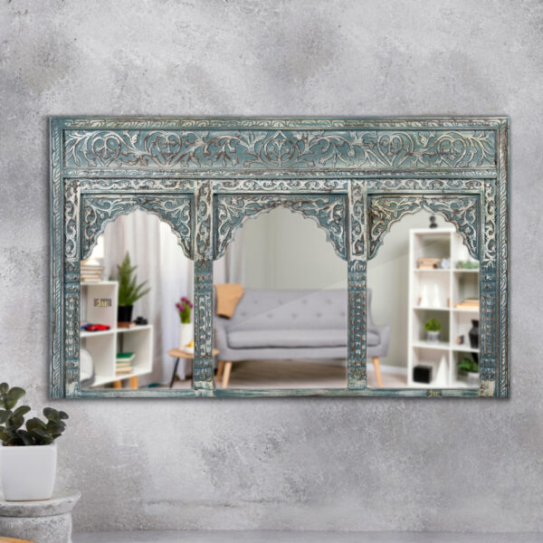Kani Wooden Mirror Frame (Green Distress) | Buy Wooden Mirror Frame Online | Buy Mirrors Online | JAE Furniture