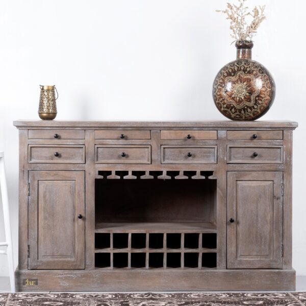 Wiphe Wooden Drink Cabinet Bar Counter (Rustic Brown) | Buy Wooden Bar Cabinet Online | Buy Wooden Cabinet Online | Buy Cabinet for Dining Room | JAE Furniture